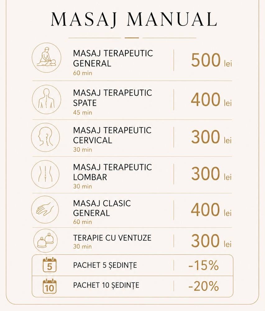 Prețuri masaj manual — Elcosmo Clinic